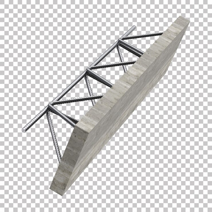 PSD 3d ribbed steel lattice with concrete for slab construction with transparent background