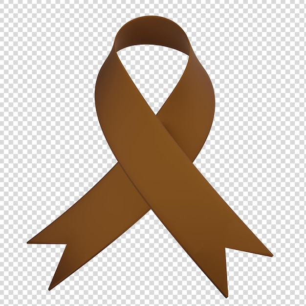 PSD 3d ribbon in brown color for health awareness of smoking