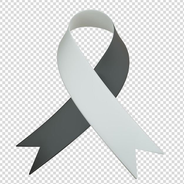 3D Ribbon in White and Black Color for Health Awareness and Causes