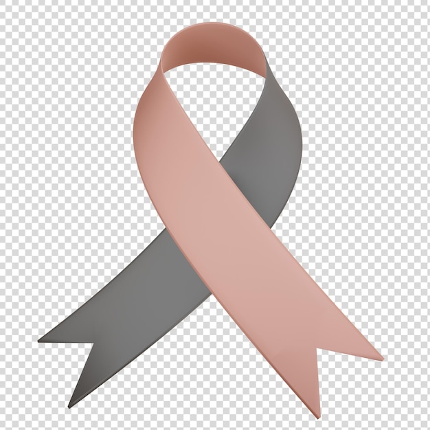 PSD 3d ribbon in peach and gray for awareness and causes