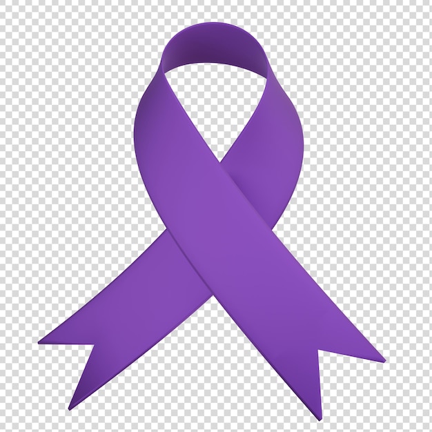 3D Ribbon in Purple Color for Health Awareness and Causes