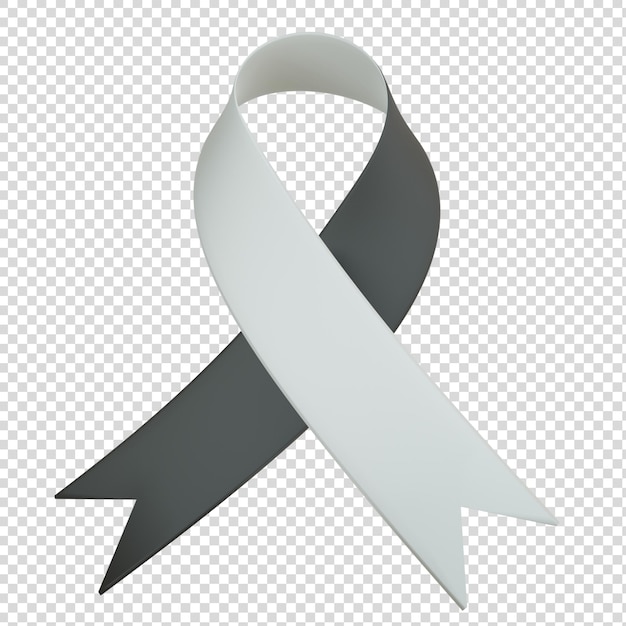 3d ribbon in white and black color for health awareness and causes