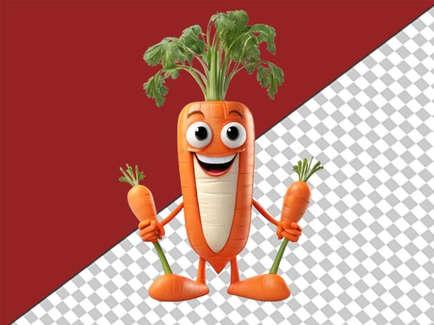 3d of rigged carrot character on transparent background