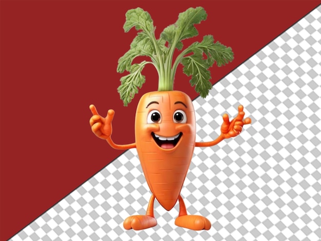 PSD 3d of rigged carrot character on transparent background