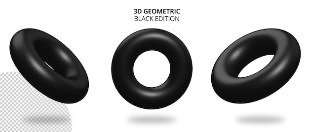 3d ring realistic geometry with black color edition