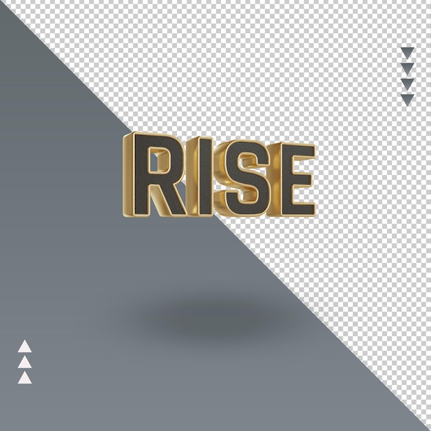 3d rise black gold text rendering left view