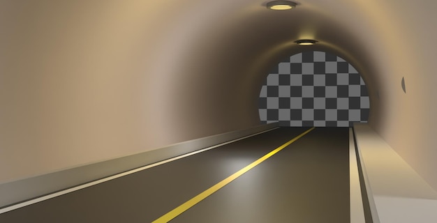 PSD 3d road tunnel mockup