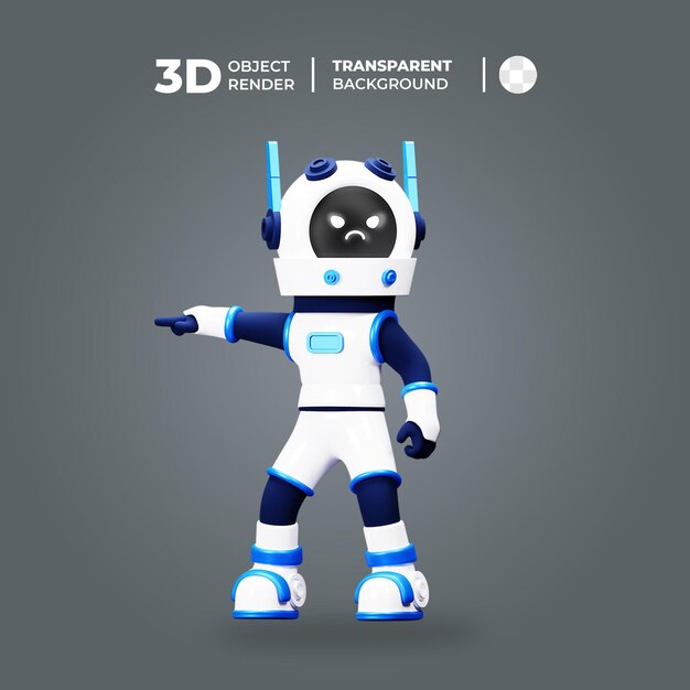 3d robot character angry