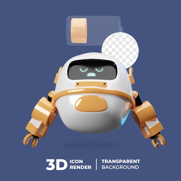 3d robot character low battery