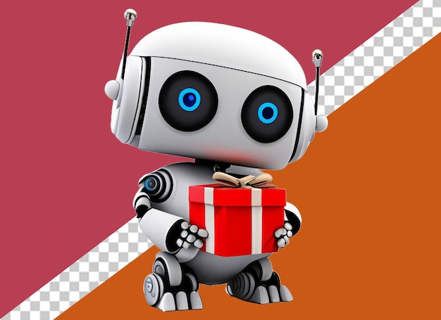 PSD 3d robot holding gift