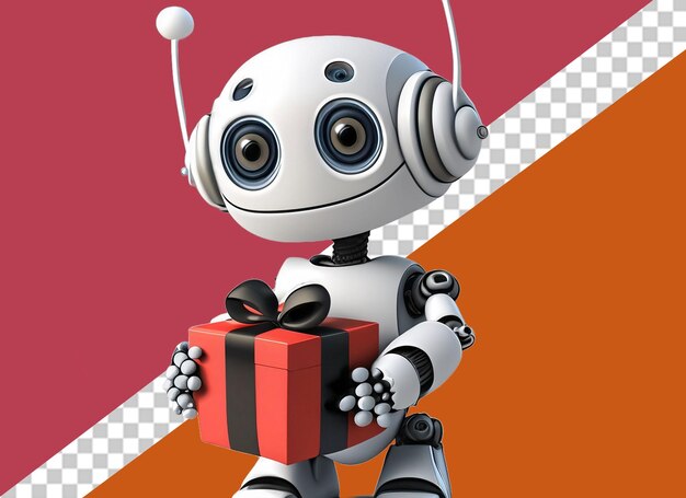 PSD 3d robot holding gift