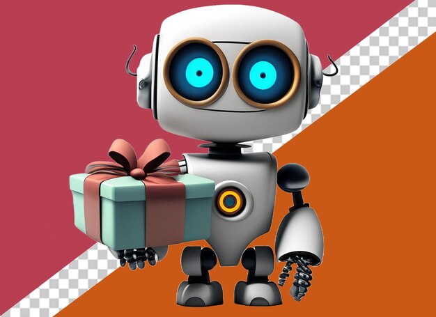 PSD 3d robot holding gift