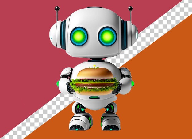 PSD 3d robot holding junk food