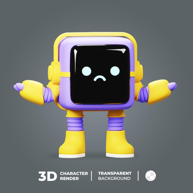 La mascotte del robot 3d confonde