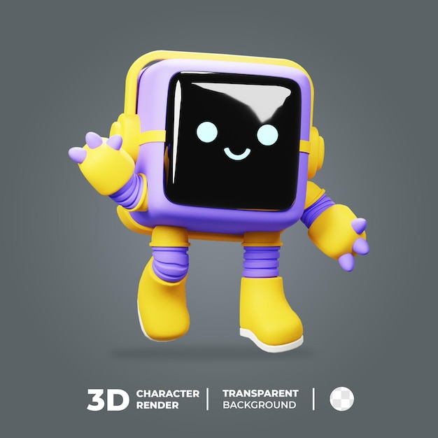 3d robot mascotte sprong