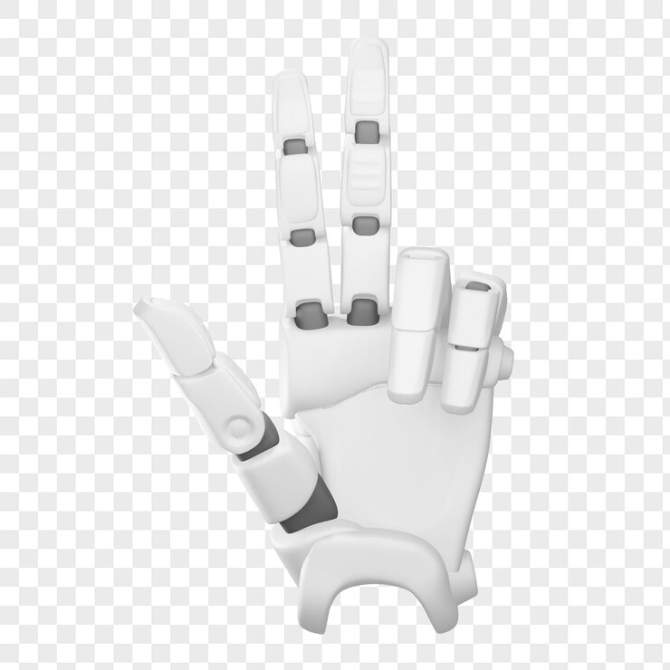 PSD 3d-robothand toont de nummer drie geïsoleerde 3d illustratie