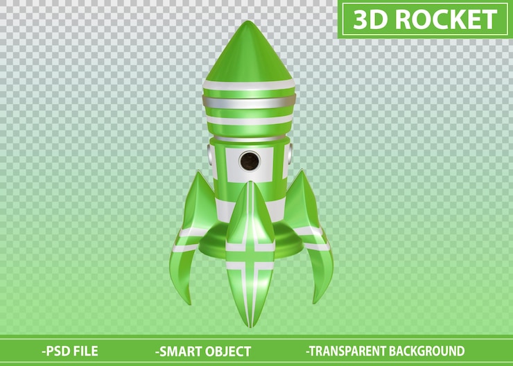 PSD 3d rocket green
