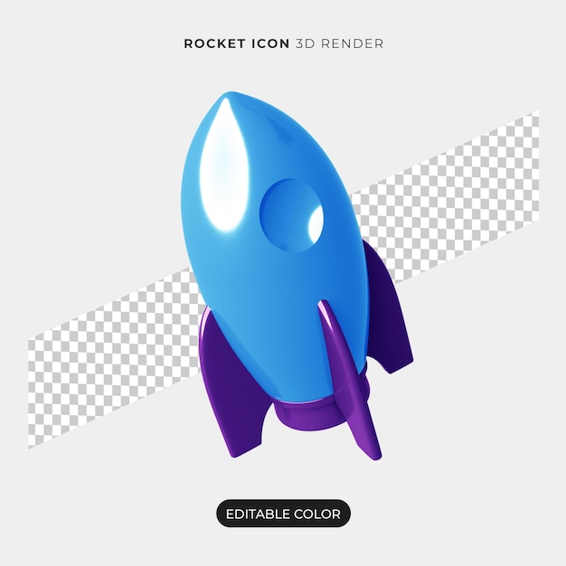 3d rocket icon isolated