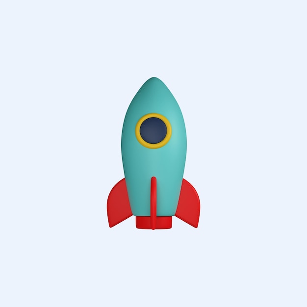 3d rocket icon launch business product booster icon