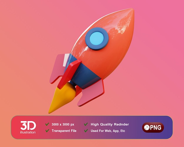 PSD 3d rocket isolated