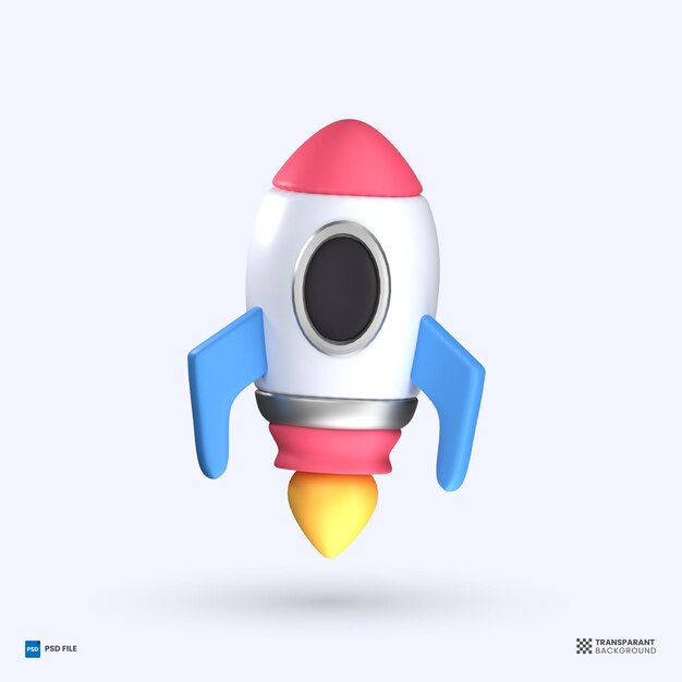 3d rocket launch icon 3d render illustration