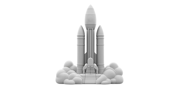 PSD 3d rocket launch pad illustration isolated on transparent background