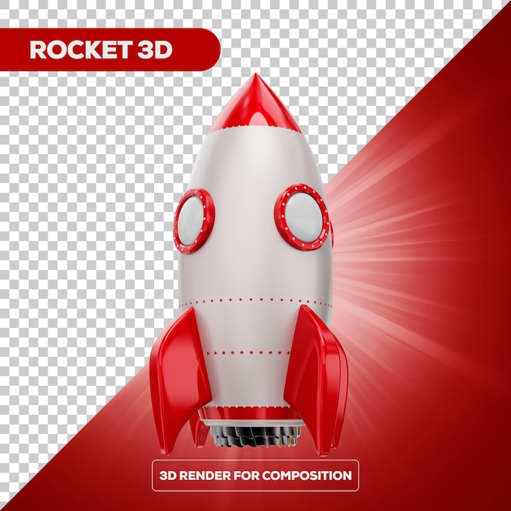 PSD 3d rocket render