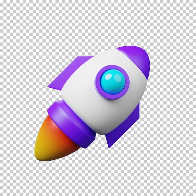 PSD 3d rocket for social media