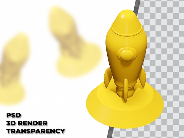 3D Rocket Trophy with Transparency Background