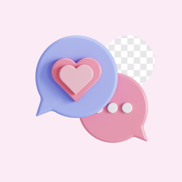3D romantic conversation bubble chat icon