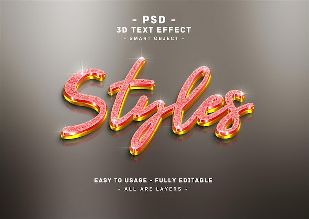 PSD 3d rood glitter tekststijleffect