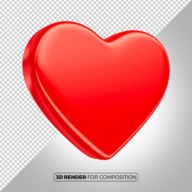 3d rood hart voor compositie
