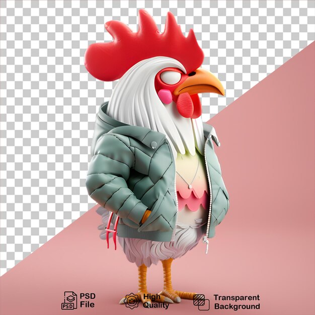 PSD 3d rooster character isolated on transparent background include png file