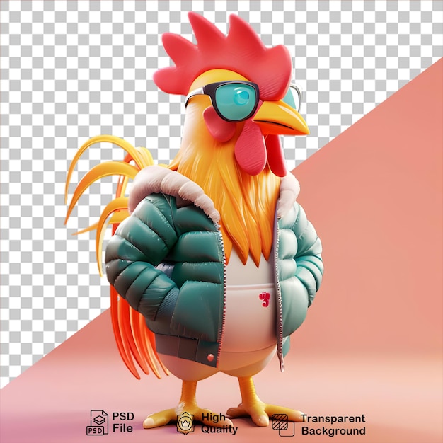 PSD personaggio di gallo 3d isolato su sfondo trasparente include file png