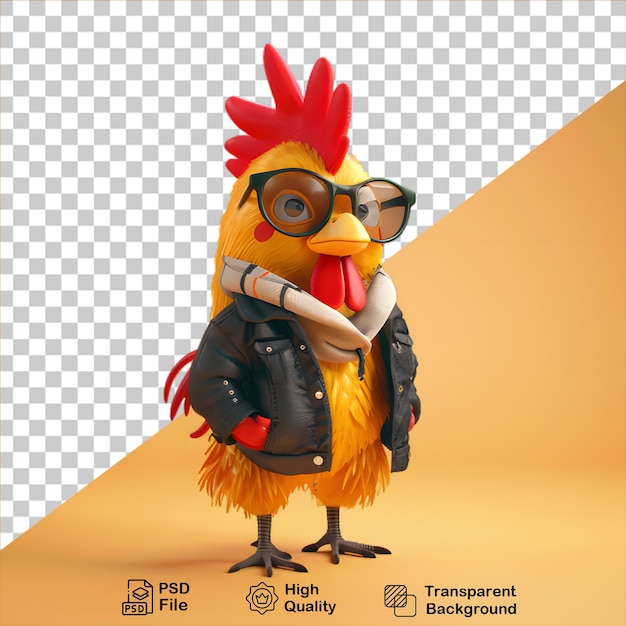 PSD 3d rooster character isolated on transparent background include png file