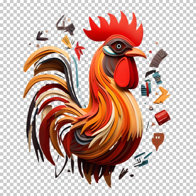 PSD 3d rooster isolated on transparent background