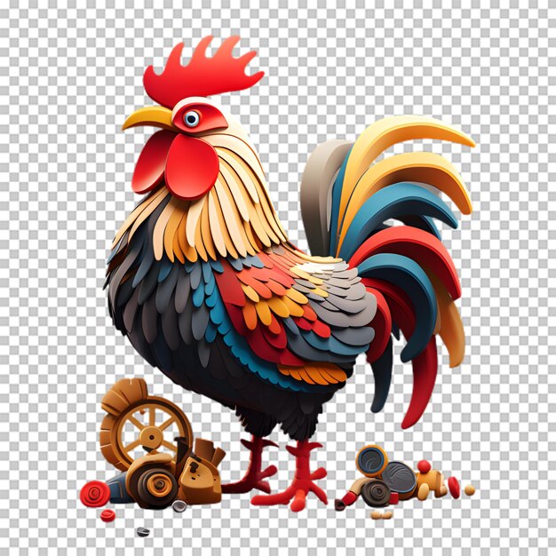 PSD 3d rooster isolated on transparent background