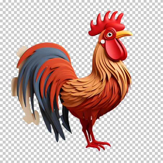 PSD 3d rooster isolated on transparent background