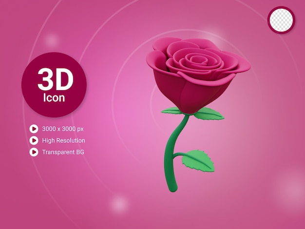 PSD icona del fiore di rosa 3d