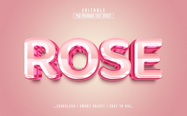 3d Rose psd text effect style editable