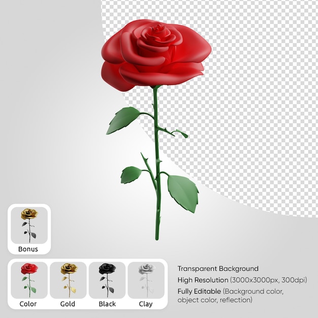PSD 3d rose
