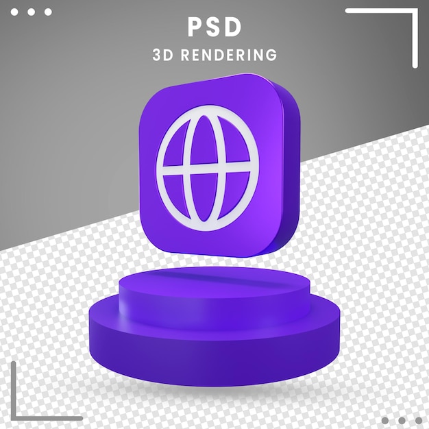 PSD 3d rotated icon browser isolated