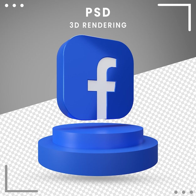 3d Rotated Icon Logo Facebook Isolated