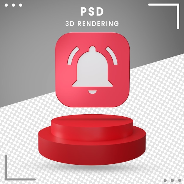 PSD notifica icona ruotata 3d isolato