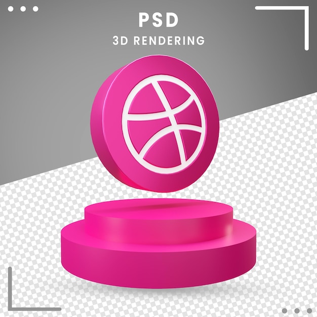 PSD 3d icona logo ruotato dribbble isolato