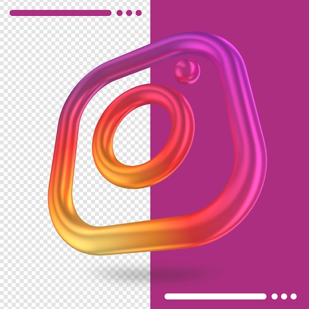 PSD 3d повернутый логотип instagram в 3d-рендеринге