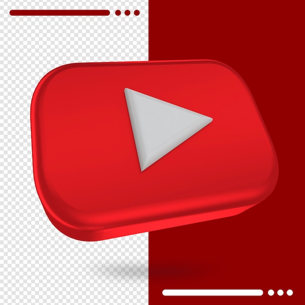 3d повернутый логотип youtube в 3d-рендеринге