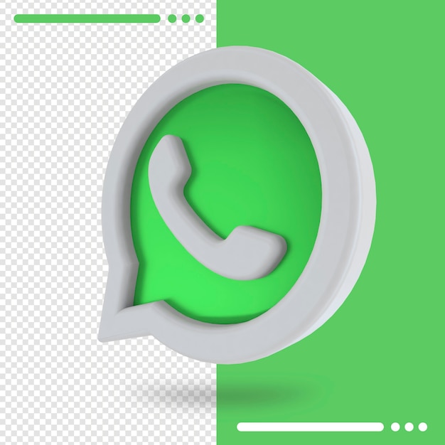 3D повернутый логотип WhatsApp в 3D-рендеринге