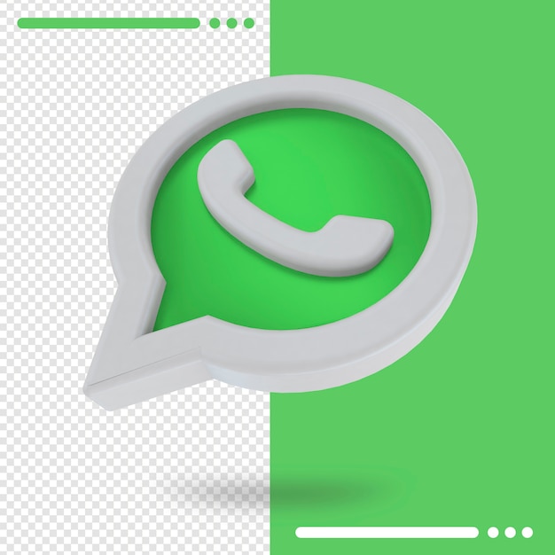 3D повернутый логотип WhatsApp в 3D-рендеринге