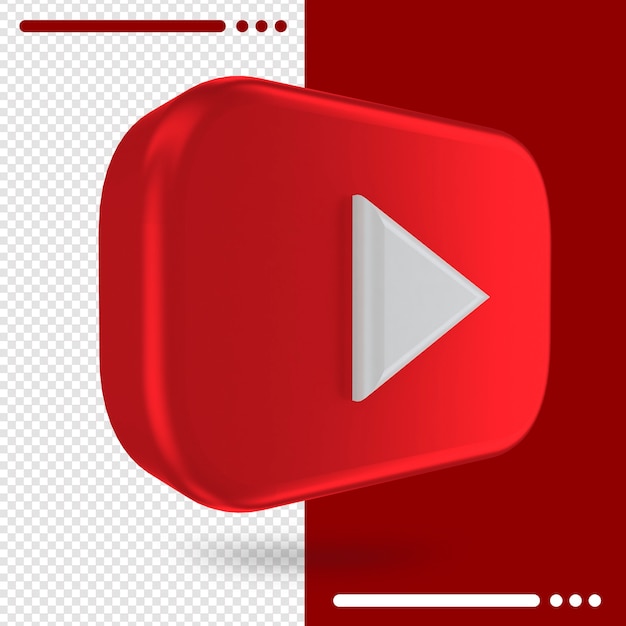 3d logo ruotato di youtube nel rendering 3d